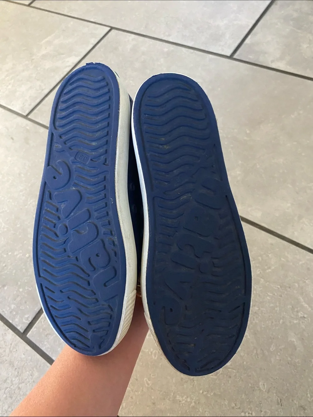 Native Shoes Kids Navy Blue Slip-On Water Shoes with White Toe